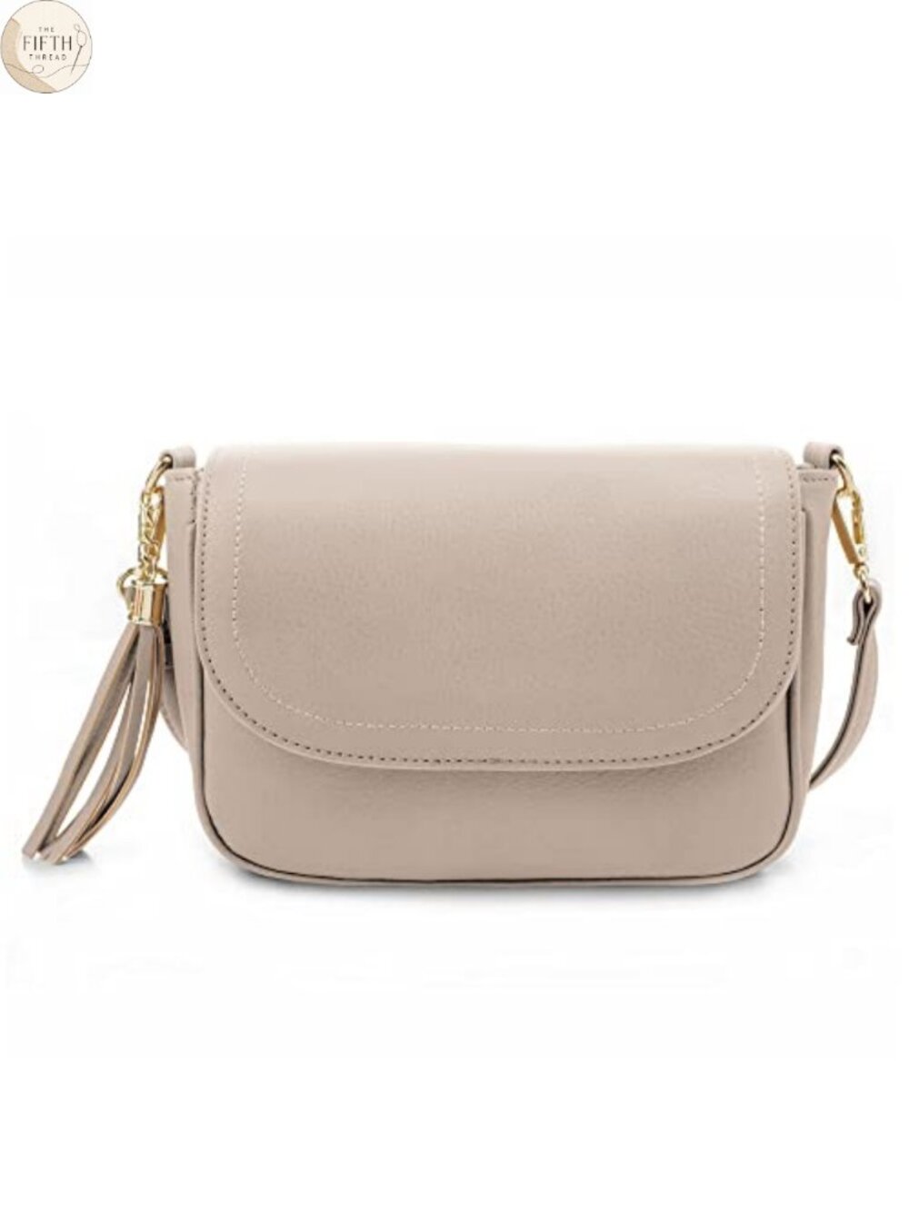 Small Vegan Leather Crossbody Bag Flap Saddle Purse with Tassel
